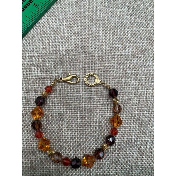 Swarovski And Czech Crystal Beaded Bracelet Goldtone - Picture 6 of 9